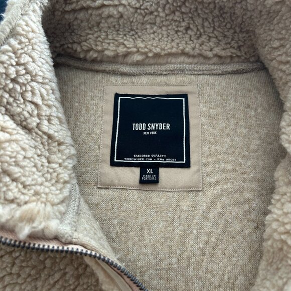 Todd Snyder Sherpa Full-Zip Jacket in Stone XL - Picture 4 of 8